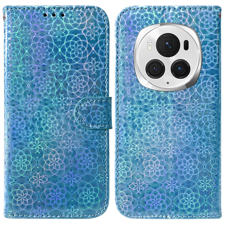 For Honor Magic6 Pro Colorful Magnetic Buckle Leather Phone Case(Blue)