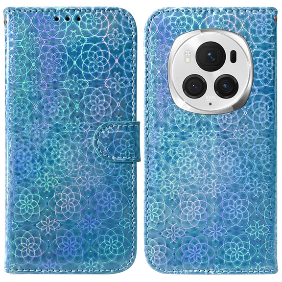 For Honor Magic6 Pro Colorful Magnetic Buckle Leather Phone Case(Blue)