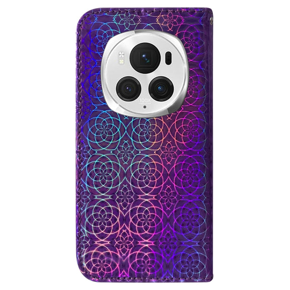 For Honor Magic6 Pro Colorful Magnetic Buckle Leather Phone Case(Purple)