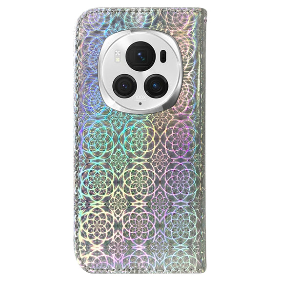For Honor Magic6 Pro Colorful Magnetic Buckle Leather Phone Case(Silver)