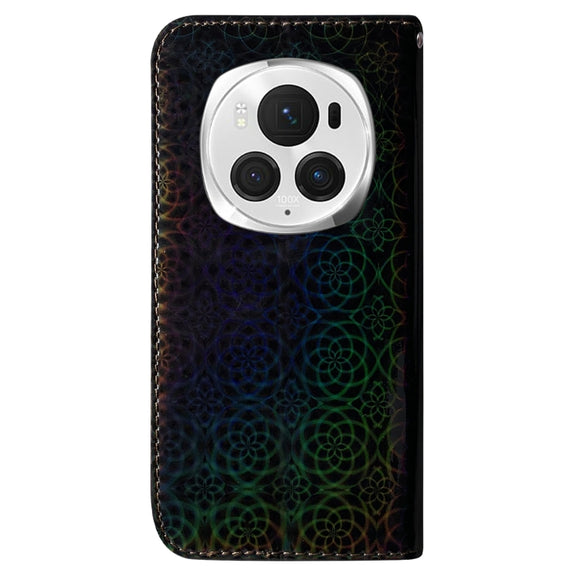 For Honor Magic6 Pro Colorful Magnetic Buckle Leather Phone Case(Black)
