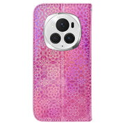 For Honor Magic6 Pro Colorful Magnetic Buckle Leather Phone Case(Pink)