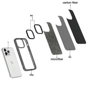 For iPhone 15 Pro Max Armor Carbon Fiber TPU + PC Phone Case(Black)