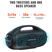 HOPESTAR A50 80W IPX6 Water-resistant Portable Bluetooth Speaker Outdoor Subwoofer(Blue)