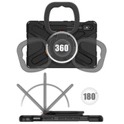 For Samsung Galaxy Tab S9 / S8 / S7 Silicone Hybrid PC Tablet Case with Holder & Shoulder Strap(Black)