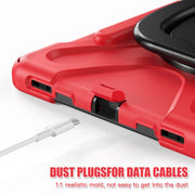 For Samsung Galaxy Tab S9 / S8 / S7 Silicone Hybrid PC Tablet Case with Holder & Shoulder Strap(Red)