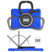 For Samsung Galaxy Tab S9 / S8 / S7 Silicone Hybrid PC Tablet Case with Holder & Shoulder Strap(Blue)