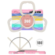 For Samsung Galaxy Tab S9 / S8 / S7 Silicone Hybrid PC Tablet Case with Holder & Shoulder Strap(Colorful Pink)