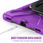 For Samsung Galaxy Tab S9 / S8 / S7 Silicone Hybrid PC Tablet Case with Holder & Shoulder Strap(Purple)