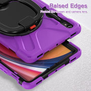For Samsung Galaxy Tab S9 / S8 / S7 Silicone Hybrid PC Tablet Case with Holder & Shoulder Strap(Purple)