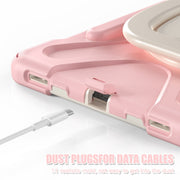 For Samsung Galaxy Tab S9 / S8 / S7 Silicone Hybrid PC Tablet Case with Holder & Shoulder Strap(Pink)