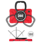 For Samsung Galaxy Tab A9 Silicone Hybrid PC Tablet Case with Holder & Shoulder Strap(Red)