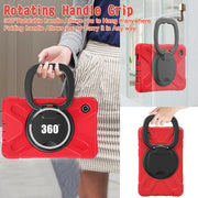 For Samsung Galaxy Tab A9 Silicone Hybrid PC Tablet Case with Holder & Shoulder Strap(Red)