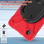 For Samsung Galaxy Tab A9 Silicone Hybrid PC Tablet Case with Holder & Shoulder Strap(Red)