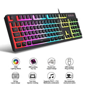 HXSJ L200+X100 Wired RGB Backlit Keyboard and Mouse Set 104 Pudding Key Caps + 3600DPI Mouse(White)