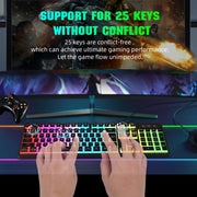 HXSJ L200 Wired RGB Backlit Keyboard 104 Pudding Key Caps(Black)