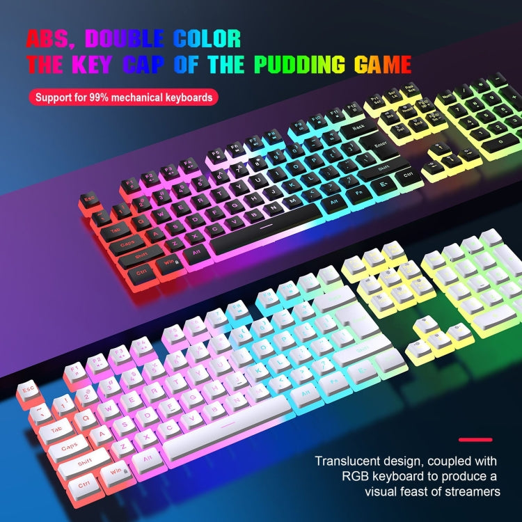 HXSJ L200 Wired RGB Backlit Keyboard 104 Pudding Key Caps(White)