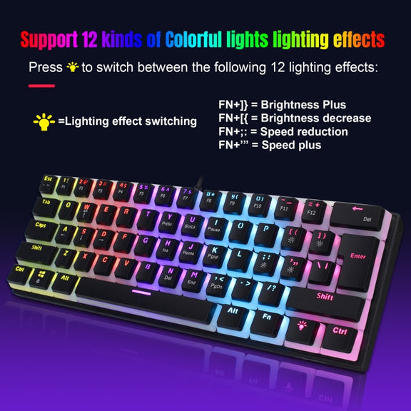 HXSJ L700 Wired RGB Mechanical Keyboard 61 Pudding Key Caps(Black)
