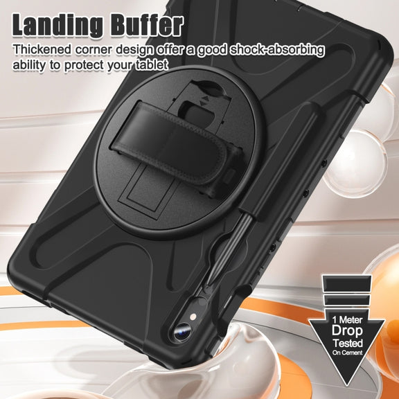 For Samsung Galaxy Tab S9 / S8 / S7 Rotary Handle Grab TPU + PC Tablet Case(Black)