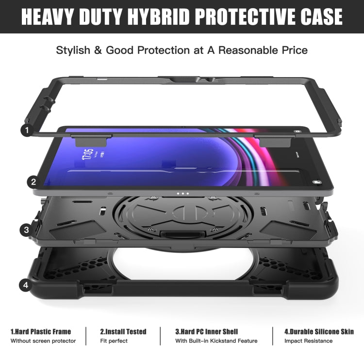 For Samsung Galaxy Tab S9 / S8 / S7 Rotary Handle Grab TPU + PC Tablet Case(Black)