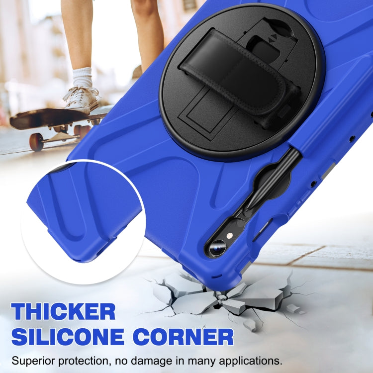 For Galaxy Tab S10 FE / S9 FE / S9 / S8 / S7 Rotatable Kickstand Grip Heavy Duty Hard Rugged Tablet Case(Blue)