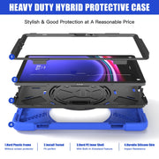 For Galaxy Tab S10 FE / S9 FE / S9 / S8 / S7 Rotatable Kickstand Grip Heavy Duty Hard Rugged Tablet Case(Blue)