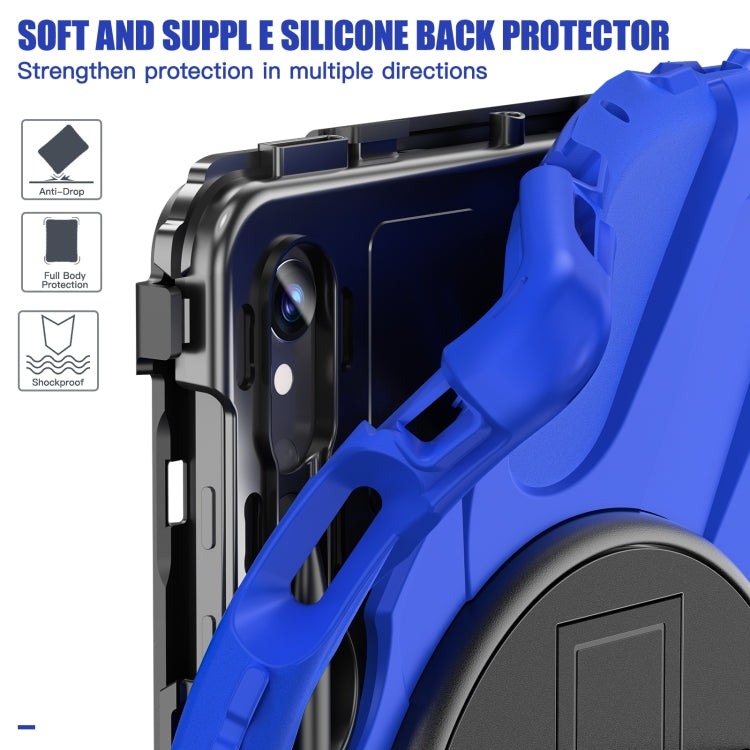 For Galaxy Tab S10 FE / S9 FE / S9 / S8 / S7 Rotatable Kickstand Grip Heavy Duty Hard Rugged Tablet Case(Blue)