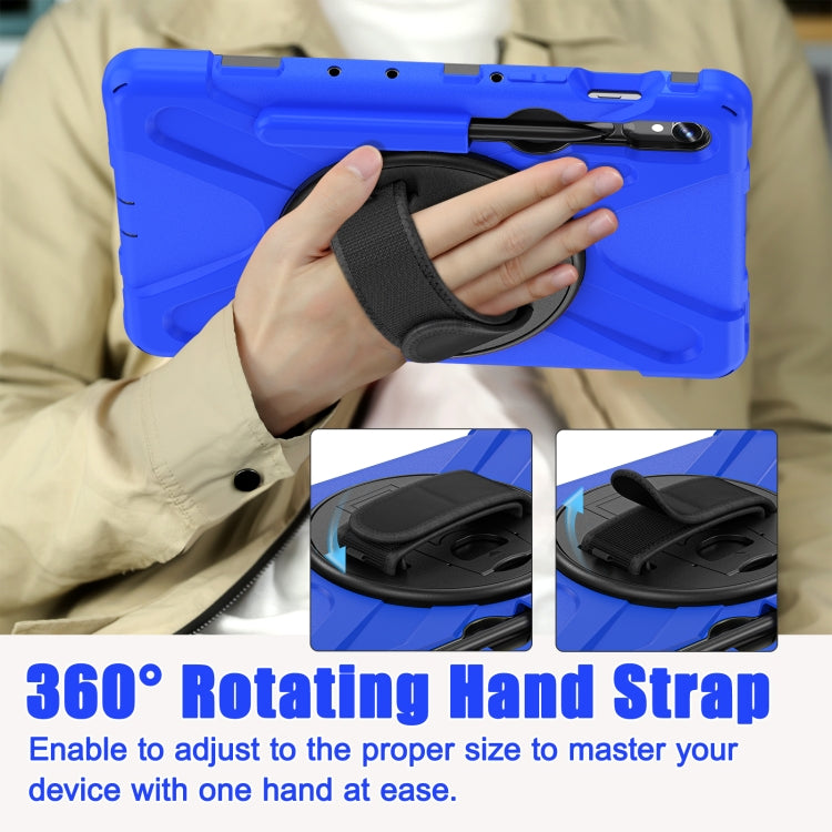 For Galaxy Tab S10 FE / S9 FE / S9 / S8 / S7 Rotatable Kickstand Grip Heavy Duty Hard Rugged Tablet Case(Blue)