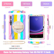 For Samsung Galaxy Tab S9 / S8 / S7 Rotary Handle Grab TPU + PC Tablet Case(Colorful Pink)