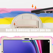 For Samsung Galaxy Tab S9 / S8 / S7 Rotary Handle Grab TPU + PC Tablet Case(Colorful Pink)