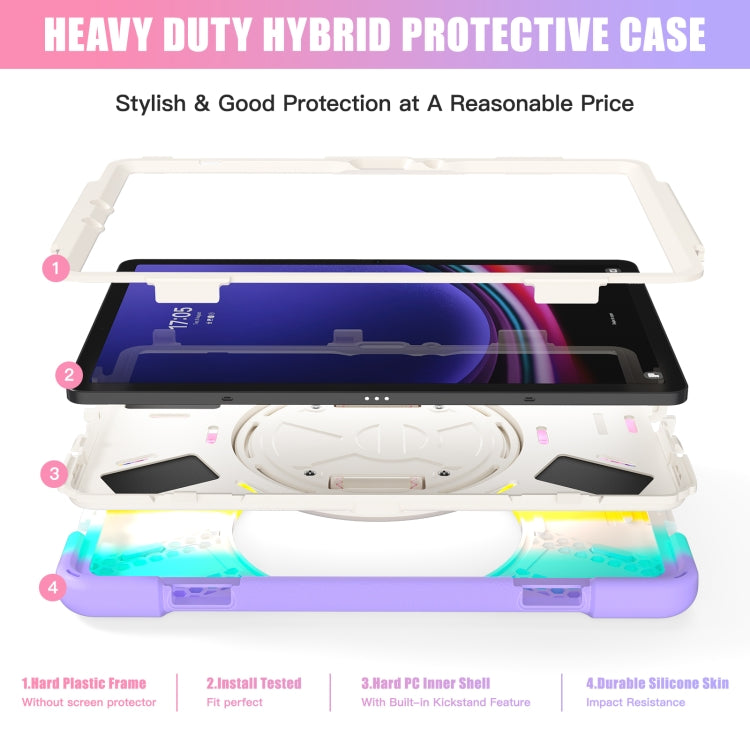 For Samsung Galaxy Tab S9 / S8 / S7 Rotary Handle Grab TPU + PC Tablet Case(Colorful Pink)