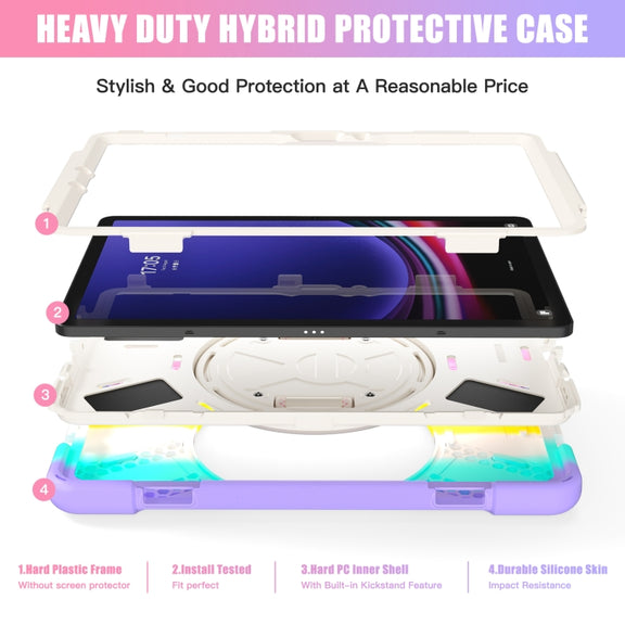 For Samsung Galaxy Tab S9 / S8 / S7 Rotary Handle Grab TPU + PC Tablet Case(Colorful Pink)