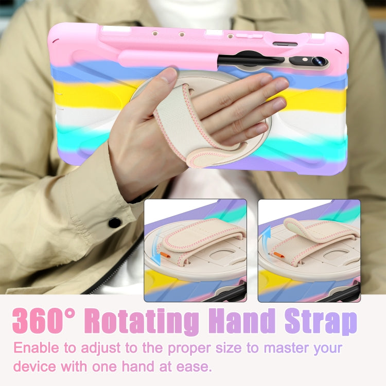 For Samsung Galaxy Tab S9 / S8 / S7 Rotary Handle Grab TPU + PC Tablet Case(Colorful Pink)