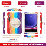 For Samsung Galaxy Tab S9 / S8 / S7 Rotary Handle Grab TPU + PC Tablet Case(Colorful Red)