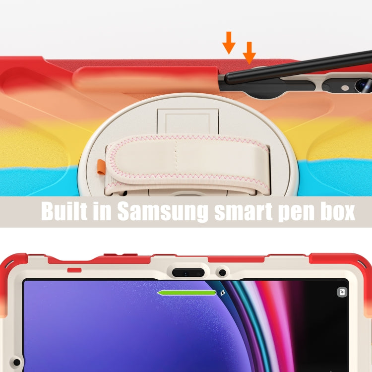 For Samsung Galaxy Tab S9 / S8 / S7 Rotary Handle Grab TPU + PC Tablet Case(Colorful Red)