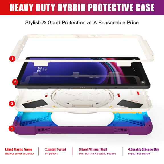 For Samsung Galaxy Tab S9 / S8 / S7 Rotary Handle Grab TPU + PC Tablet Case(Colorful Red)