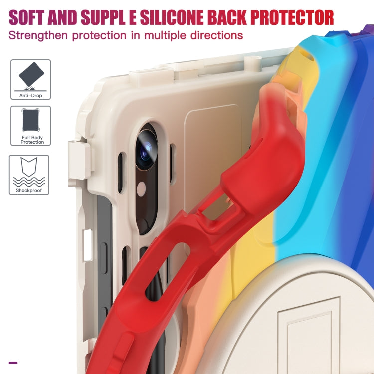 For Samsung Galaxy Tab S9 / S8 / S7 Rotary Handle Grab TPU + PC Tablet Case(Colorful Red)