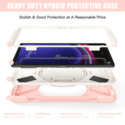 For Galaxy Tab S10 FE / S9 FE / S9 / S8 / S7 Rotatable Kickstand Grip Heavy Duty Hard Rugged Tablet Case(Pink)