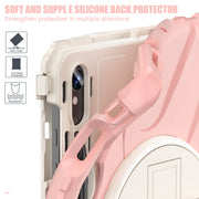 For Galaxy Tab S10 FE / S9 FE / S9 / S8 / S7 Rotatable Kickstand Grip Heavy Duty Hard Rugged Tablet Case(Pink)