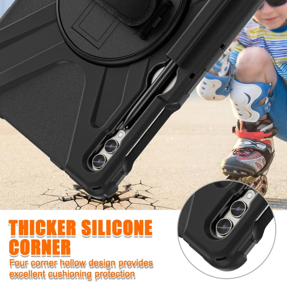 For Samsung Galaxy Tab S9+ / S8+ Rotary Handle Grab TPU + PC Tablet Case(Black)