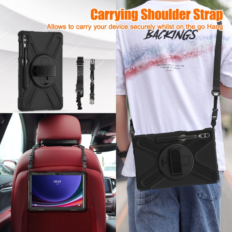 For Samsung Galaxy Tab S9+ / S8+ Rotary Handle Grab TPU + PC Tablet Case(Black)