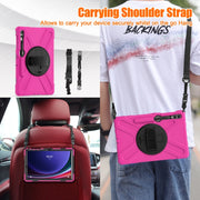 For Samsung Galaxy Tab S9+ / S8+ Rotary Handle Grab TPU + PC Tablet Case(Rose Red)