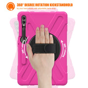 For Samsung Galaxy Tab S9+ / S8+ Rotary Handle Grab TPU + PC Tablet Case(Rose Red)