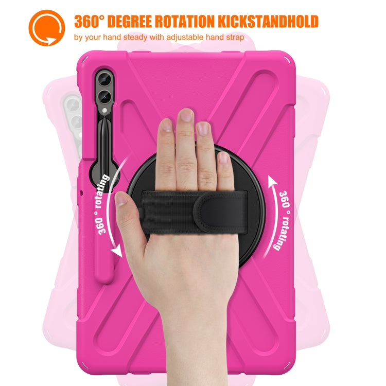 For Samsung Galaxy Tab S9+ / S8+ Rotary Handle Grab TPU + PC Tablet Case(Rose Red)