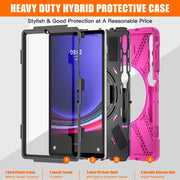 For Samsung Galaxy Tab S9+ / S8+ Rotary Handle Grab TPU + PC Tablet Case(Rose Red)