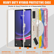 For Samsung Galaxy Tab S9+ / S8+ Rotatable Kickstand Grip Heavy Duty Hard Rugged Tablet Case(Colorful Pink)