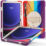For Samsung Galaxy Tab S9+ / S8+ Rotary Handle Grab TPU + PC Tablet Case(Colorful Red)