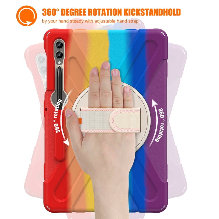 For Samsung Galaxy Tab S9+ / S8+ Rotary Handle Grab TPU + PC Tablet Case(Colorful Red)