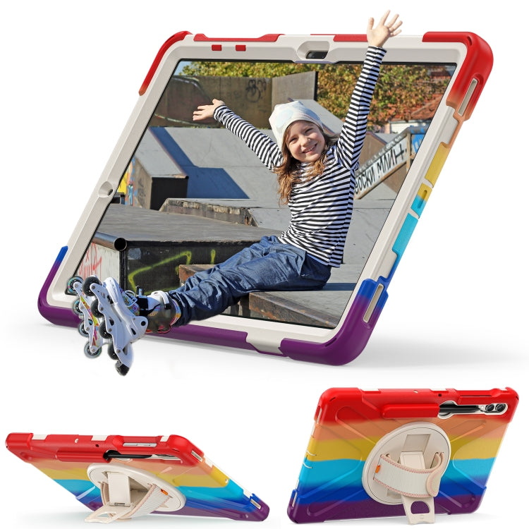 For Samsung Galaxy Tab S9+ / S8+ Rotary Handle Grab TPU + PC Tablet Case(Colorful Red)