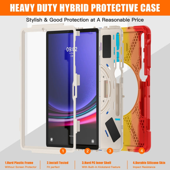 For Samsung Galaxy Tab S9+ / S8+ Rotary Handle Grab TPU + PC Tablet Case(Colorful Red)